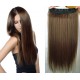 16" one piece full head clip in hair weft extension straight - medium brown