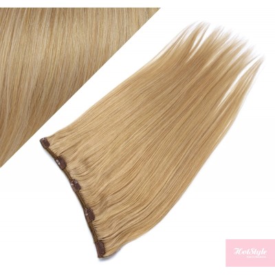 16" one piece full head clip in hair weft extension straight - natural blonde