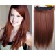 16 inches one piece full head 5 clips clip in hair weft extensions straight – copper red