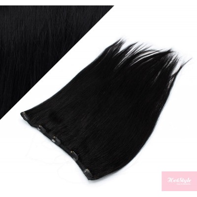 20" one piece full head clip in hair weft extension straight - black