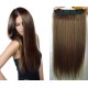 20" one piece full head clip in hair weft extension straight - medium brown
