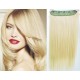 20" one piece full head clip in hair weft extension straight - the lightest blonde