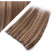 20" one piece full head clip in hair weft extension straight - dark brown / blonde