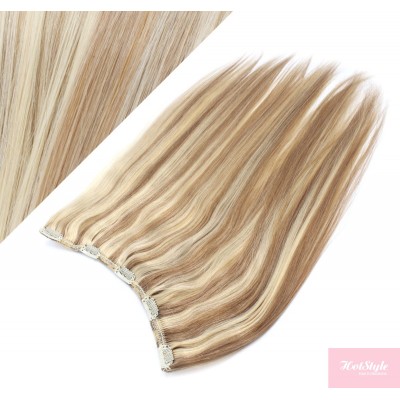 20" one piece full head clip in hair weft extension straight - mixed blonde