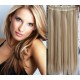 20˝ one piece full head clip in hair weft extension straight – platinum / light brown