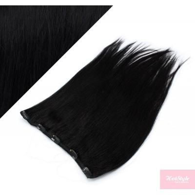 24" one piece full head clip in hair weft extension straight - black