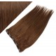24" one piece full head clip in hair weft extension straight - medium brown