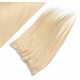 24" one piece full head clip in hair weft extension straight - the lightest blonde