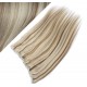24" one piece full head clip in hair weft extension straight - platinum / light brown