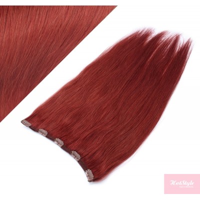 24" one piece full head clip in hair weft extension straight - copper red