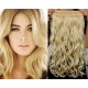 16˝ one piece full head clip in hair weft extension wavy – the lightest blonde