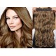 24˝ one piece full head clip in hair weft extension wavy – medium brown