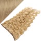 24" one piece full head clip in hair weft extension wavy - natural blonde