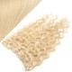24" one piece full head clip in hair weft extension wavy - the lightest blonde