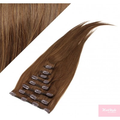 24" (60cm) Clip in human REMY hair - medium brown