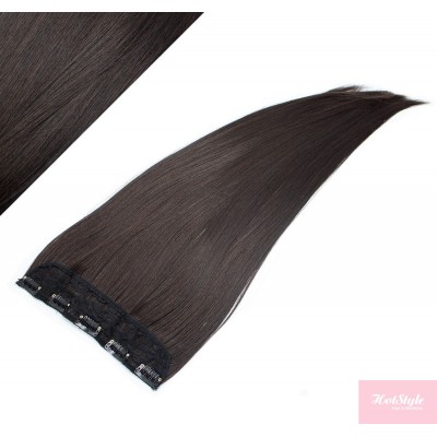 24" one piece full head clip in kanekalon weft extension straight - natural black