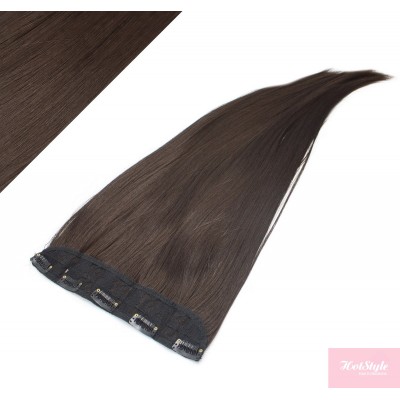 24" one piece full head clip in kanekalon weft extension straight - dark brown