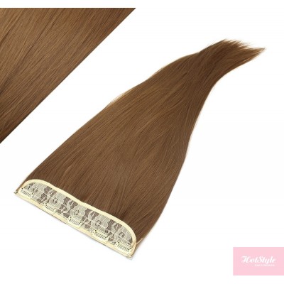 24" one piece full head clip in kanekalon weft extension straight - medium brown