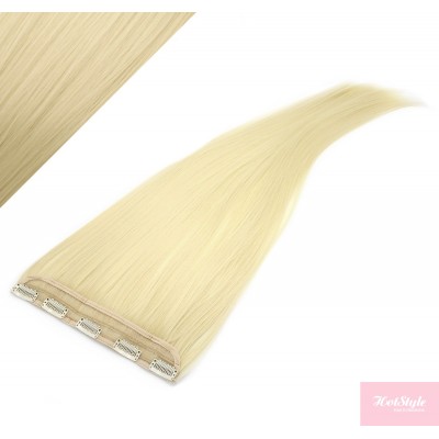 24" one piece full head clip in kanekalon weft extension straight - the lightest blonde