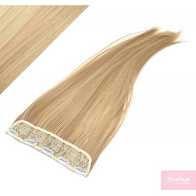 24" one piece full head clip in kanekalon weft extension straight - light blonde / natural blonde