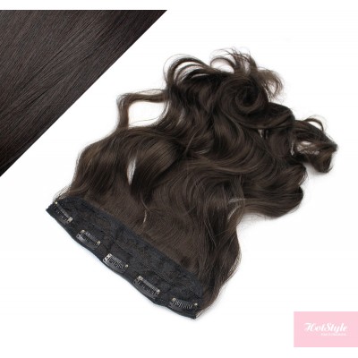 24" one piece full head clip in kanekalon weft extension wavy - natural black