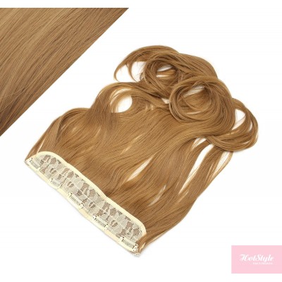 24" one piece full head clip in kanekalon weft extension wavy - light brown