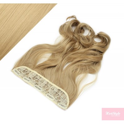 24" one piece full head clip in kanekalon weft extension wavy - natural blonde