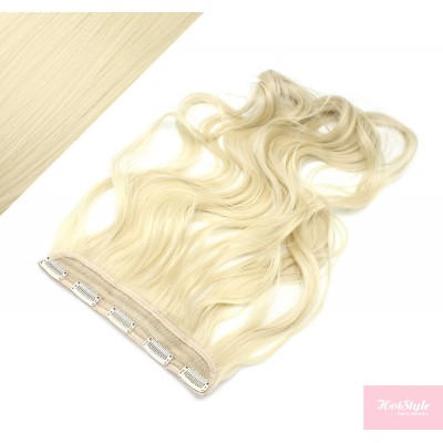 24" one piece full head clip in kanekalon weft extension wavy - platinum