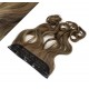 24" one piece full head clip in kanekalon weft extension wavy - dark brown / blonde