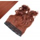 24" one piece full head clip in kanekalon weft extension wavy - copper red