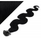 20" (50cm) Nail tip / U tip human hair pre bonded extensions wavy - black