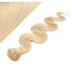 20" (50cm) Nail tip / U tip human hair pre bonded extensions wavy - the lightest blonde