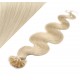 20" (50cm) Nail tip / U tip human hair pre bonded extensions wavy - platinum blonde