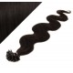 24" (60cm) Nail tip / U tip human hair pre bonded extensions wavy - natural black