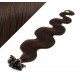24" (60cm) Nail tip / U tip human hair pre bonded extensions wavy - dark brown