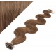24" (60cm) Nail tip / U tip human hair pre bonded extensions wavy - medium light brown