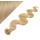24" (60cm) Nail tip / U tip human hair pre bonded extensions wavy - natural blonde
