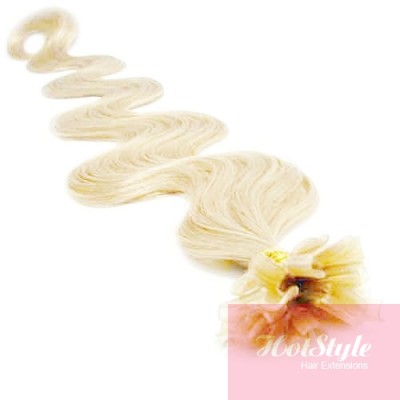 24 60cm Nail Tip U Tip Human Hair Pre Bonded Extensions Wavy