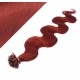 24" (60cm) Nail tip / U tip human hair pre bonded extensions wavy - copper red