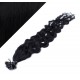 20" (50cm) Nail tip / U tip human hair pre bonded extensions curly - black