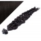 20" (50cm) Nail tip / U tip human hair pre bonded extensions curly - natural black