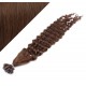 20" (50cm) Nail tip / U tip human hair pre bonded extensions curly - medium brown