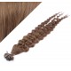 20" (50cm) Nail tip / U tip human hair pre bonded extensions curly - medium light brown