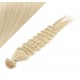 20" (50cm) Nail tip / U tip human hair pre bonded extensions curly - platinum blonde