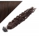 24" (60cm) Nail tip / U tip human hair pre bonded extensions curly - dark brown