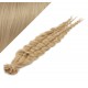 24" (60cm) Nail tip / U tip human hair pre bonded extensions curly - natural blonde
