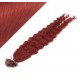 24" (60cm) Nail tip / U tip human hair pre bonded extensions curly - copper red