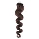 20" (50cm) Micro ring human hair extensions wavy- dark brown