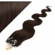 20" (50cm) Micro ring human hair extensions wavy- dark brown