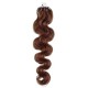20" (50cm) Micro ring human hair extensions wavy- medium light brown